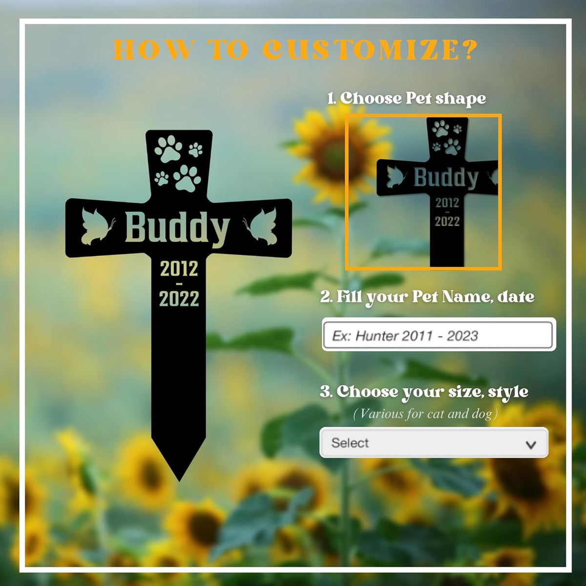 Cat Grave Marker Outdoor | Custom Pet Memorial Headstone | Personalized Cat Tombstone for Garden or