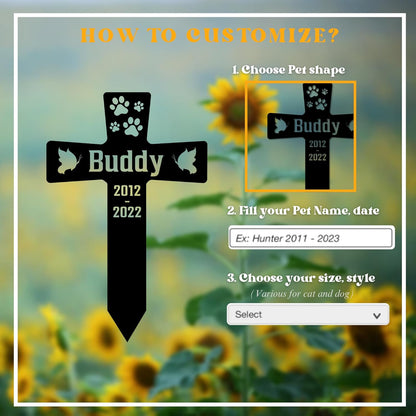 Cat Grave Marker Outdoor | Custom Pet Memorial Headstone | Personalized Cat Tombstone for Garden or