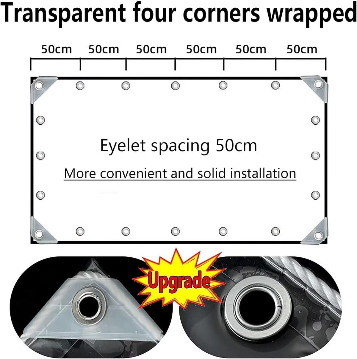 8' X 12' Clear Vinyl Tarp, 14 Mil Clear Tarps Heavy Duty Water Resistant, 400g/m² Thickened Tear