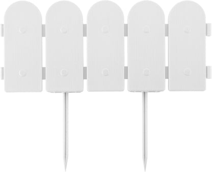 Evelyne Garden Border Edging: Wooden Fence Design - 8pcs White Yard Landscaping Fence Liner Lawn