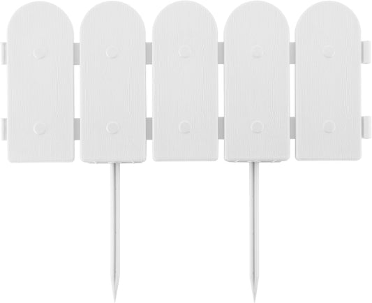 Evelyne Garden Border Edging: Wooden Fence Design - 8pcs White Yard Landscaping Fence Liner Lawn