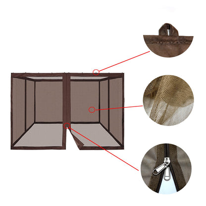Gazebo Universal Replacement Mosquito Netting,10' x 12' Outdoor Canopy Net Screen 4-Panel Sidewall
