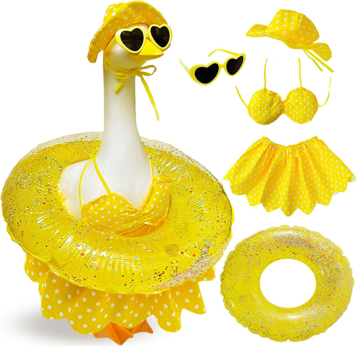 Hawaiian Goose Clothes & Bikini Goose Clothes (4pec) - Fits Large 23" H Statue - Outdoor Garden