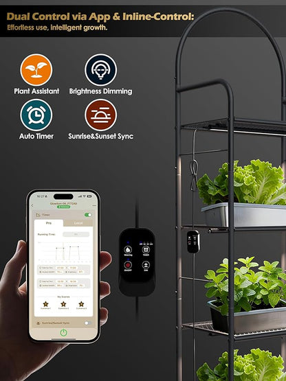 Smart Grow Light for Indoor Plants,3500K Full Spectrum LED Plant Light Strips with 3/9/12H Auto
