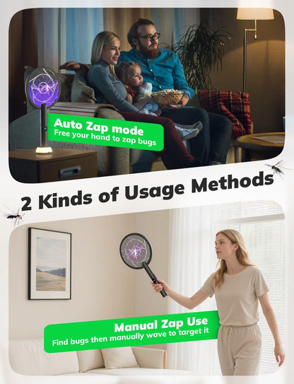 YISSVIC Electric Fly Swatter Bug Zapper Racket 4000V LED Screen Dual Modes Fly Zapper Rechargeable