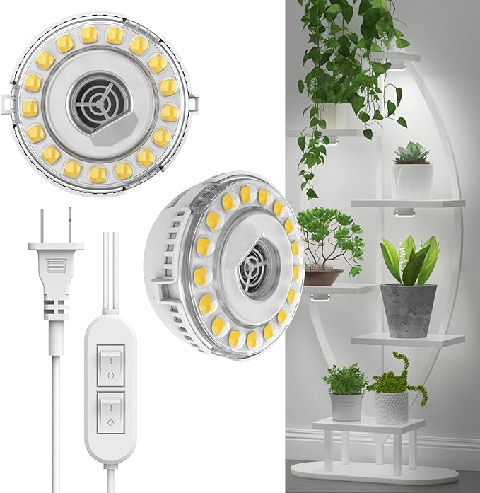 SANSI LED Puck Grow Light, 10W (150 Watt Equiv) Full Spectrum 2-Head Lamp for Plants with Ceramic