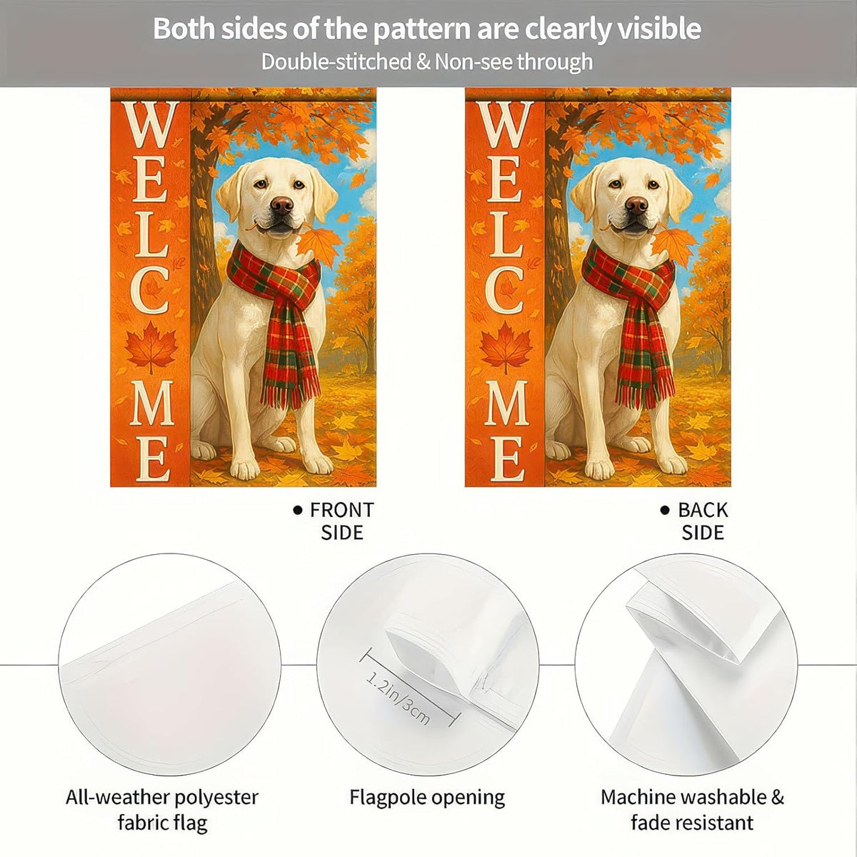 Thanksgiving Fall Garden Flag 12x18 Inch Welcome Labrador Retriever Dog Outdoor Flag Double Sided