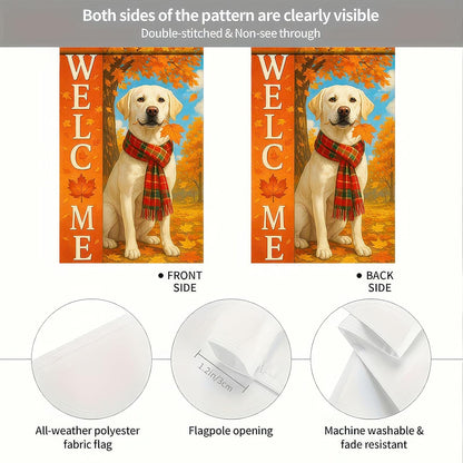 Thanksgiving Fall Garden Flag 12x18 Inch Welcome Labrador Retriever Dog Outdoor Flag Double Sided