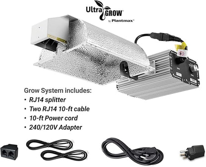 UltraGrow – Classic 1000W DE Double Ended HID Grow Light System with HID Bulb, Dimmable Ballast for