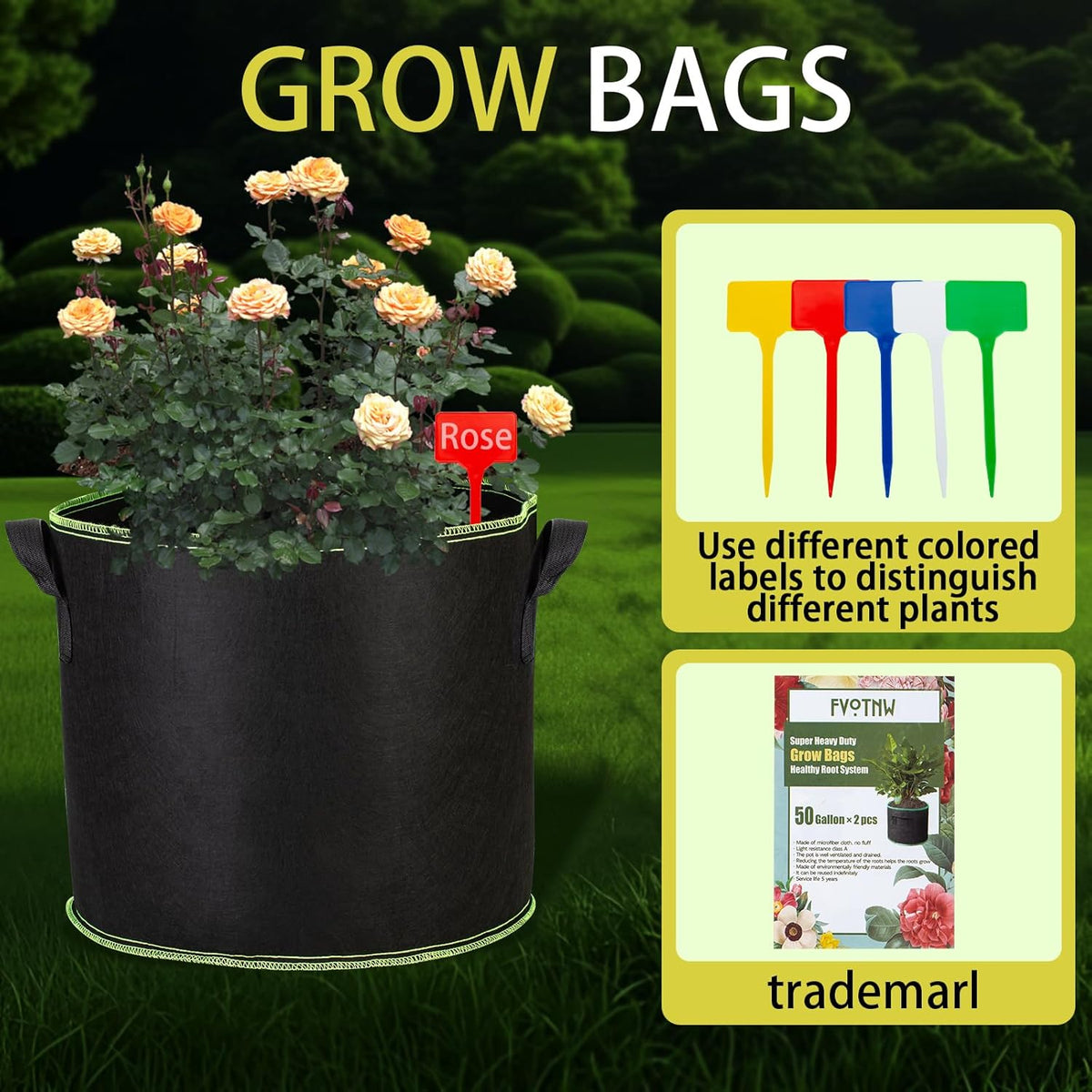 3-Pack 20 Gallon Grow Bags, Thickened Nonwoven Fabric Pots with Handles,Durable Garden Planters
