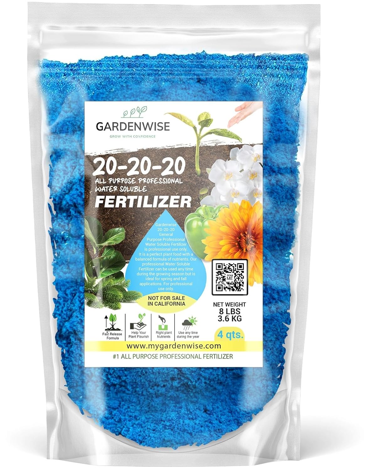 20-20-20 Water-Soluble Fertilizer – Powder for Liquid Plant Food for Indoor & Outdoor Plants