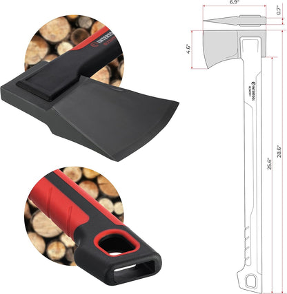 INTERTOOL Wood Splitting Axe for Firewood Logs 28” - Maul Ax Splits Medium to Large Rounds with