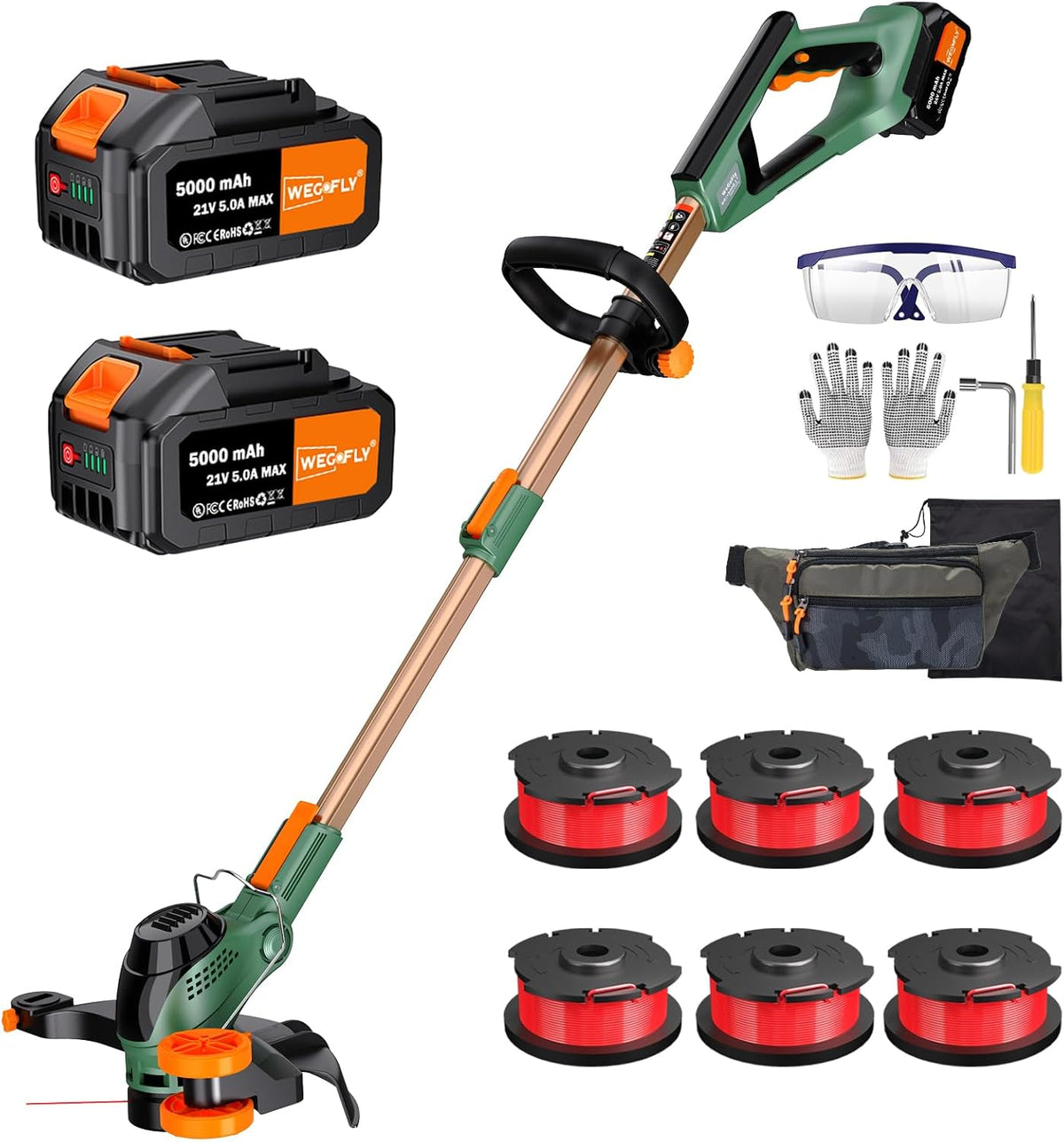 13-Inch String Trimmer Cordless,(2 x 21V 5.0Ah Batteries & Charger), 2 in 1 Trimmer & Edger