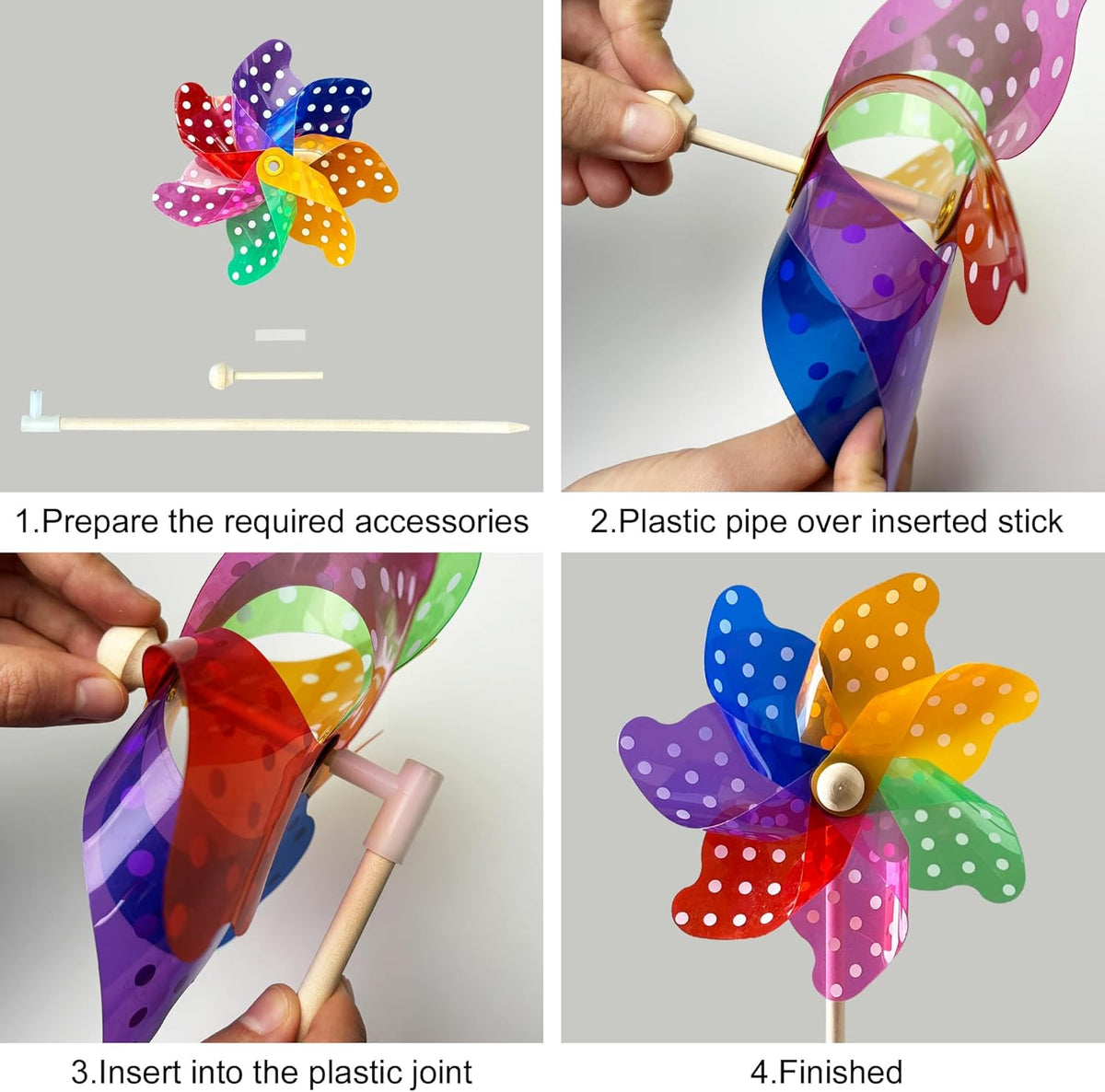 IilLittle 10 Pack Rainbow Pinwheel, No Assembly Required, Pinwheels for Kids, Pinwheels for Yard