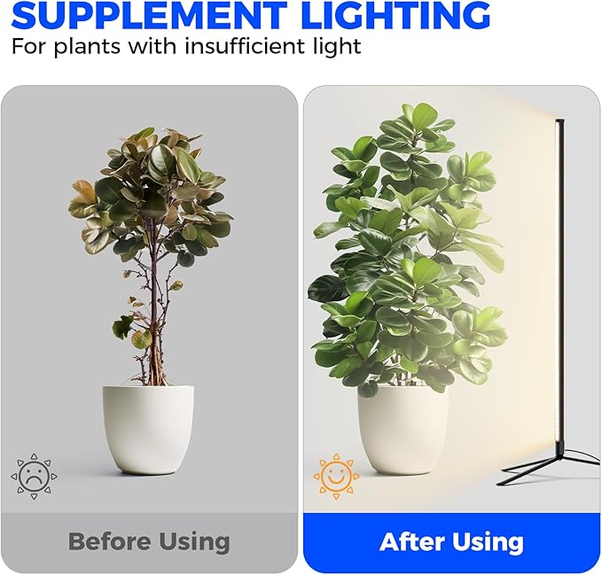 Barrina Grow Lights for Indoor Plants with Stand, 42W 169 LEDs Full Spectrum Wide Illumination