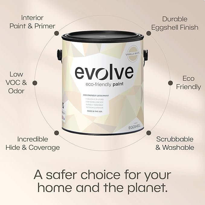 EVOLVE Paint & Primer: Environment-friendly, Low Sheen with One-coat Coverage for Interior &