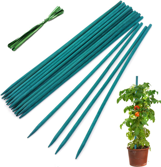 Garden Wood Plant Stakes Green Bamboo Sticks,HAINANSTRY Sturdy Floral Plant Support Stakes
