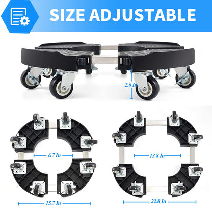 TreeGun Plant Caddy with Wheels Heavy Duty with 8 Lockable Casters, Rolling Plant Stand Adjustable