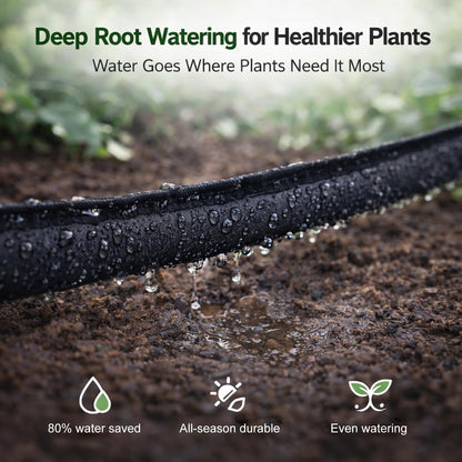 Apgooface Flat Soaker Hose 25 ft 4-Pack with Splitter, 80% Water-Saving Drip Irrigation Hose 100
