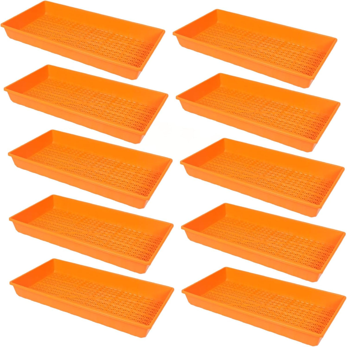 SUNPACK 10" x 20" Heavy Duty Mesh Plastic Seed Starting Tray, Orange, 2.3" (Pack of 10) - Ensures