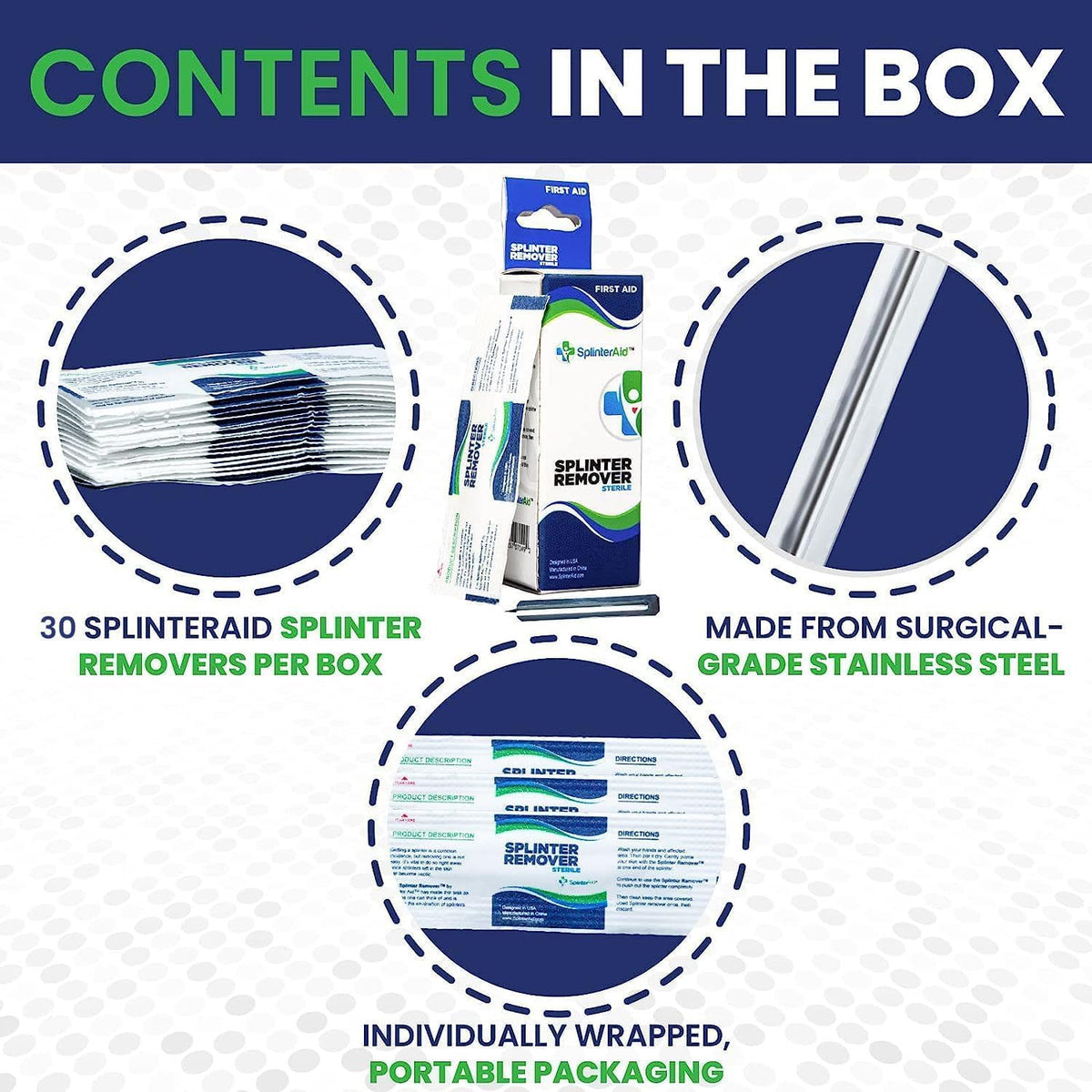 Painless Splinter Removal Kit (30-Pack) | Pull Out Splinters Fast & Easy | Compact First Aid for