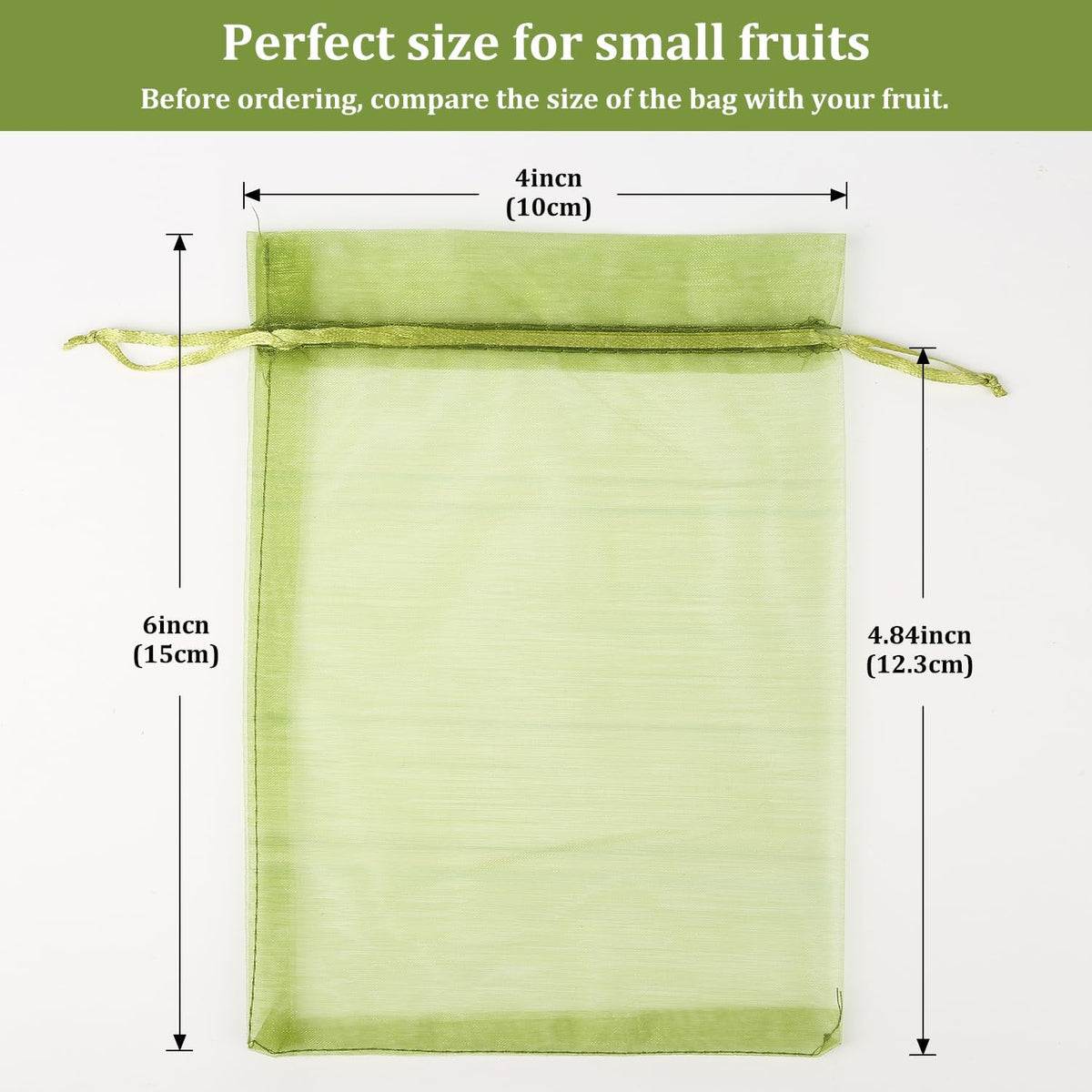 100Pcs Fruit Protection Bags, 4×6inch Fruit Netting Bags for Fruit Trees, Green Fruit Netting Cover