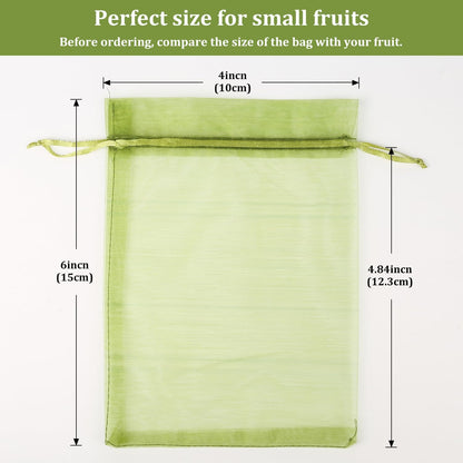 100Pcs Fruit Protection Bags, 4×6inch Fruit Netting Bags for Fruit Trees, Green Fruit Netting Cover
