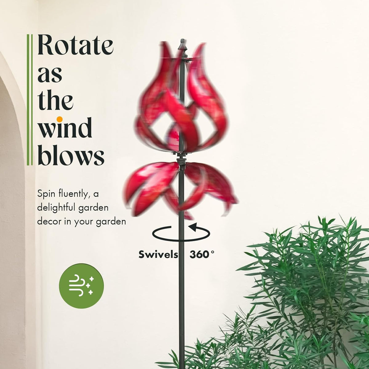 Large Garden Wind Spinner - Tulip Outdoor Yard Wind Sculptures & Spinners, Garden Decor Gift Ideas