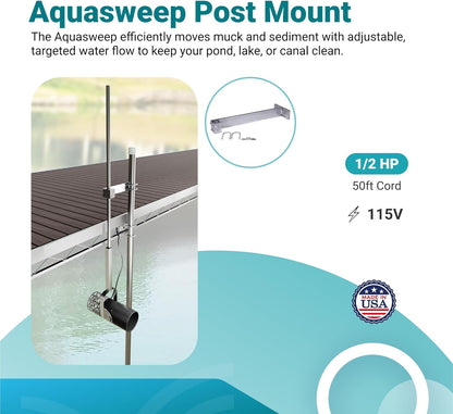 Scott Aerator Aquasweep Dock Post Mount - 1/2 Horse Power 115V 50 Feet Cord - Water Circulator |