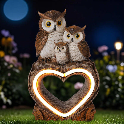 Solar Garden Decor Statues 7" Resin Solar Owl Waterproof Garden Owl Decor for Outside Yard Patio