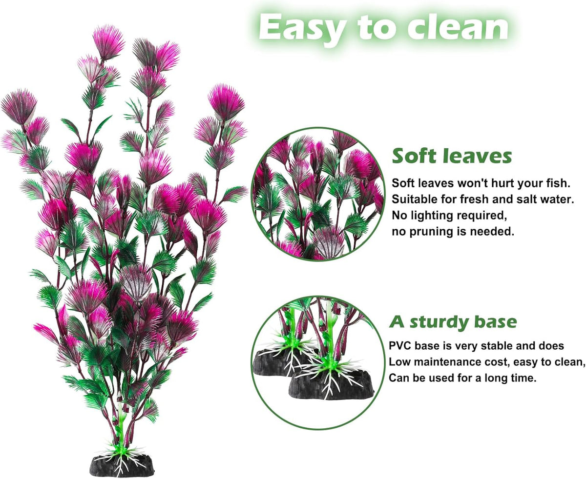 CousDUoBe 30Pcs Aquarium Plants, Fish Tank Accessories Artificial Aquatic Plants,Full Set of Fish