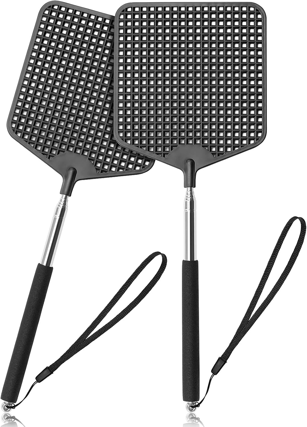Telescopic Fly Swatters 2 Pack, Premium Plastic Flyswatter, Fly Swatter Heavy Duty for Indoor
