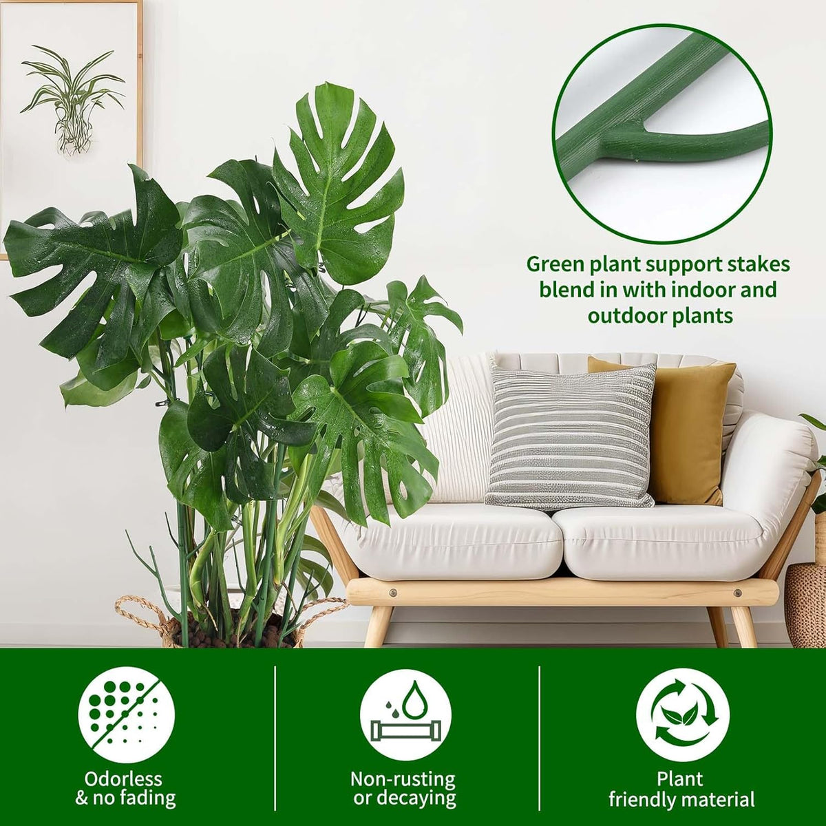 9 Pack Green Plant Support Stakes Plant Stakes for Indoor and Outdoor Plants. 39.37inch Plant