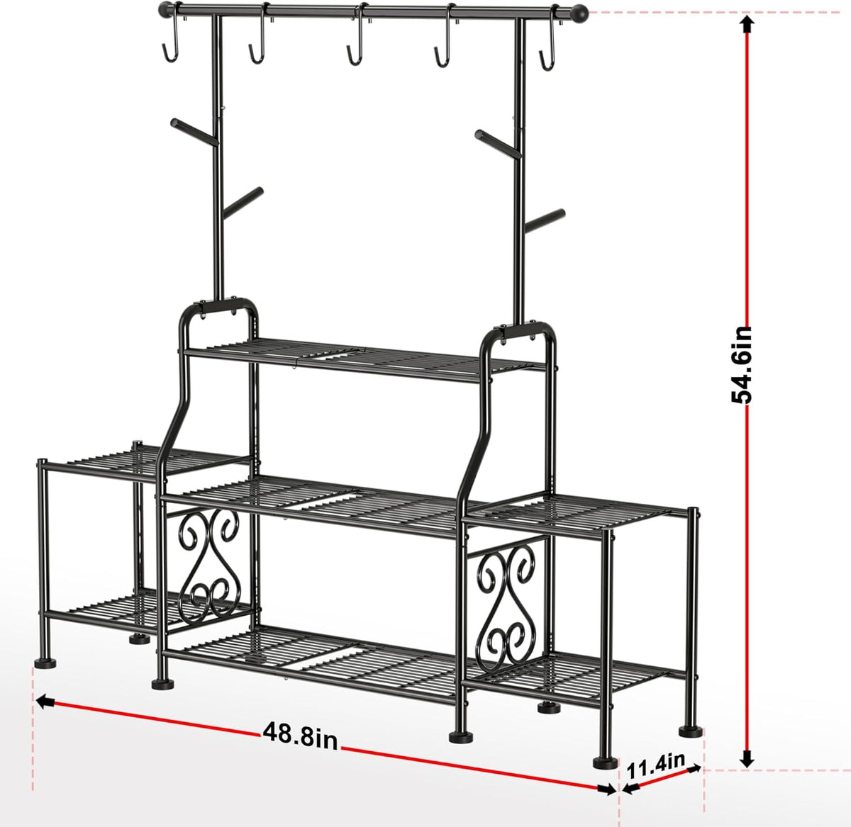GIOTORENT 3-Tier Tall Metal Plant Stand Indoor Outdoor - Heavy Duty Plant Shelf for Garden, Patio