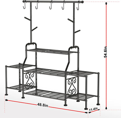 GIOTORENT 3-Tier Tall Metal Plant Stand Indoor Outdoor - Heavy Duty Plant Shelf for Garden, Patio