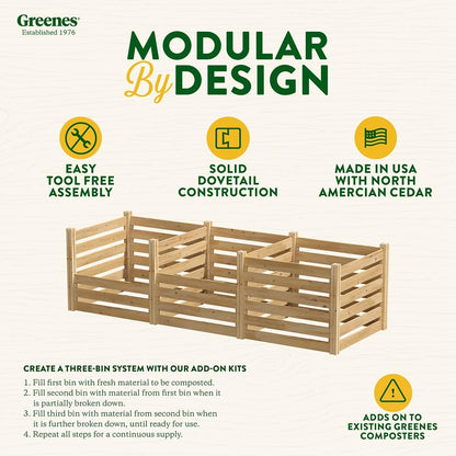 Greenes Fence Cedar Wood Composter Add-On Kit, 48" L x 48" W x 31" H / 309.17 gallons - Made in USA
