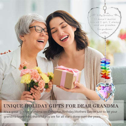 Grandma Gifts, K9 Crystal Suncatcher Grandma Birthday Gifts from Granddaughter Grandson