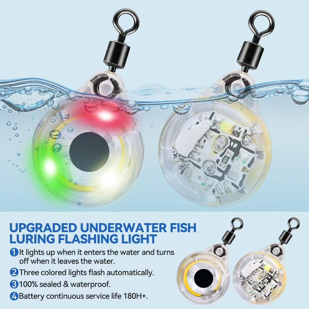 LED Underwater Fishing Lures，LED Lighted Bait Flasher，Deep Drop Fishing Lures，Fish Eye Attractive