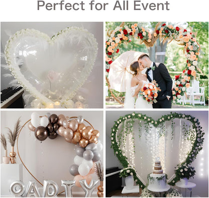 Heart Shape Wedding Metal Arch Backdrop Gold Flower Balloon Arbors Stand for Wedding Birthday