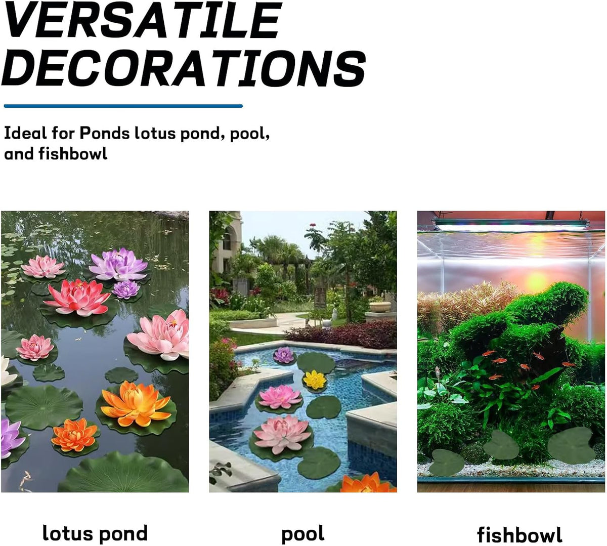 BRBASAP 6Pcs Realistic Floating Lily Pads for Ponds Artificial Foam Lotus Leaves for Pond Decor