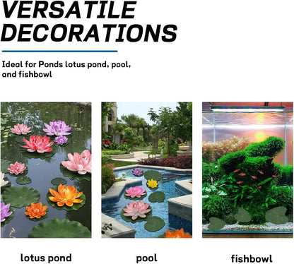 BRBASAP 6Pcs Realistic Floating Lily Pads for Ponds Artificial Foam Lotus Leaves for Pond Decor