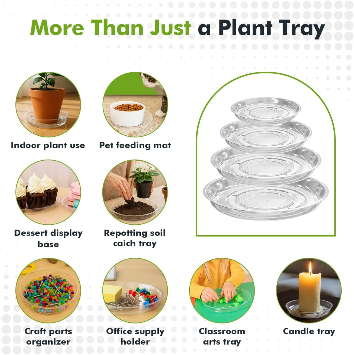 30 Packs 4 Inches Small Clear Plant Saucers for Indoor Outdoor Use Heavy Duty Plastic Plant Trays