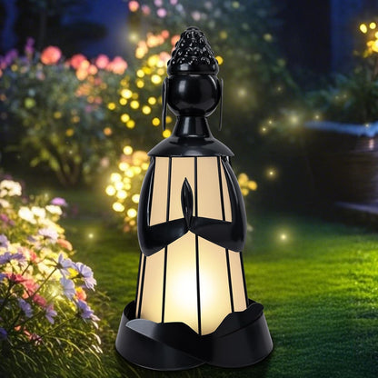 Solar Buddha Figurine Lights, Metal Buddha Statue Solar Lantern Outdoor Garden Statue with Led