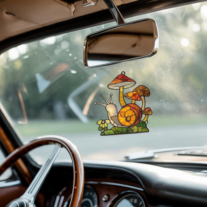Boho Mushroom Snail Acrylic Suncatcher Stained Glass Effect Window Car Hanging Christmas Ornament