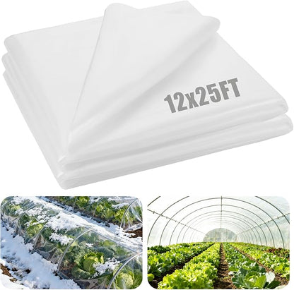 Alphatool Greenhouse Cover Plastic Sheeting - 12 x 25 ft Plant Covers Freeze Protection, Frost