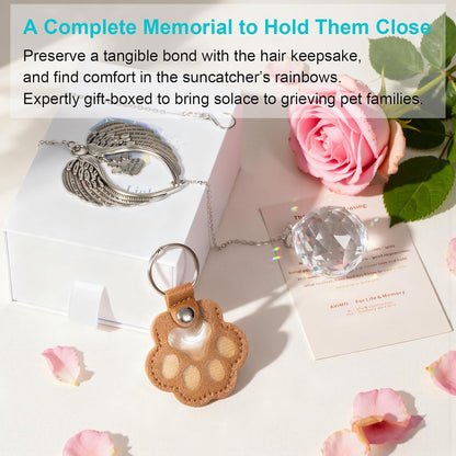 Pet Memorial Gifts for Loss of Dog or Cat, Crystal Suncatcher with Rainbow Light Effect and Angel