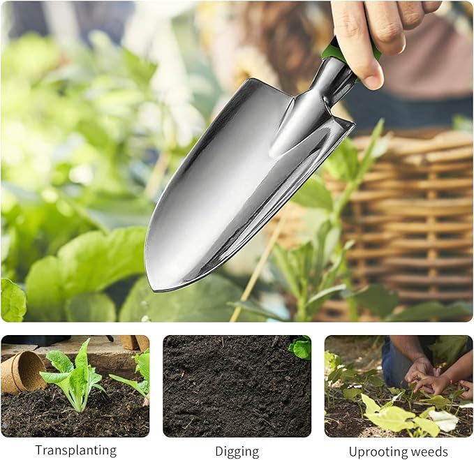 Gardening Hand Tool Set 3 Pack - MDSXO Heavy Duty Gardening Kit with Non-Slip Soft Ergonomic