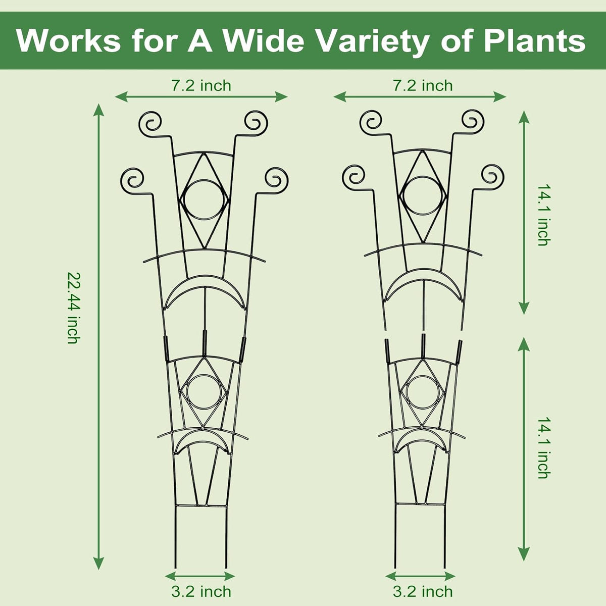 Stackable Metal Trellis for Climbing Plants Outdoor & Indoor - 4 Pack Garden Trellis for Potted