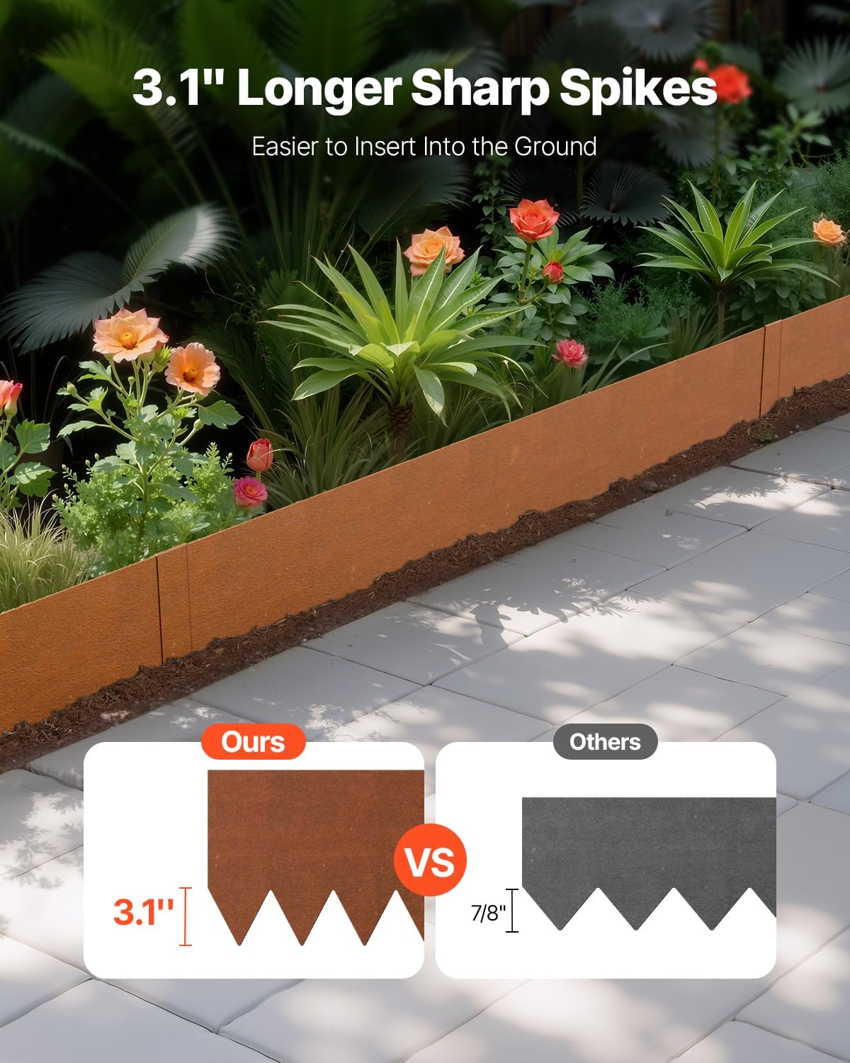 VEVOR Steel Landscape Edging, 6 Packs 40 x 8 in Weather-Resistant & Pre-Rust Metal Landscape