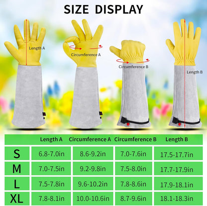 Gardening Gloves for Women/Men, Rose Pruning Thorn-Proof Long Leather Garden Gloves with Adjustable